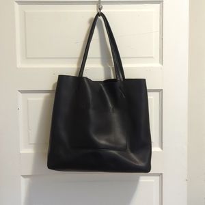 Black faux leather tote